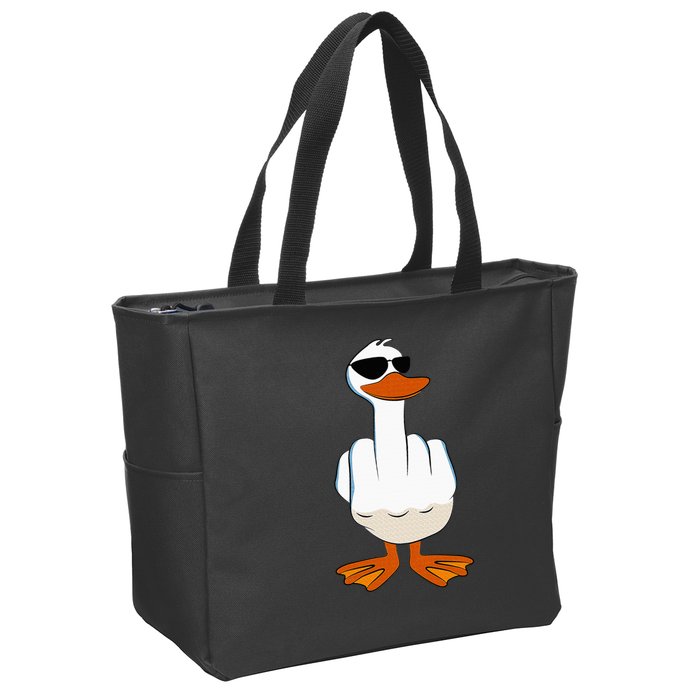 I DonT Give A Duck Funny Middle Finger Offensive Rude Duck Zip Tote Bag