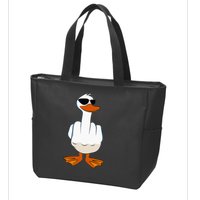 I DonT Give A Duck Funny Middle Finger Offensive Rude Duck Zip Tote Bag
