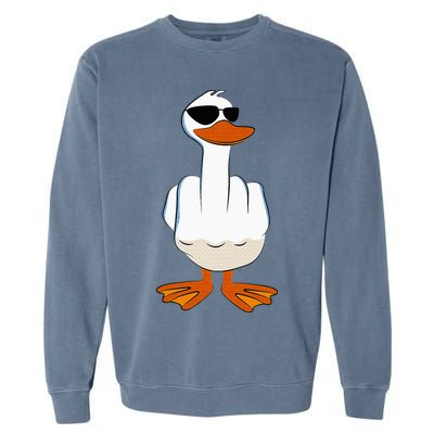 I DonT Give A Duck Funny Middle Finger Offensive Rude Duck Garment-Dyed Sweatshirt