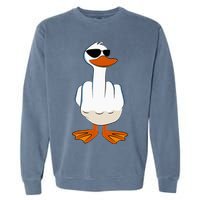 I DonT Give A Duck Funny Middle Finger Offensive Rude Duck Garment-Dyed Sweatshirt