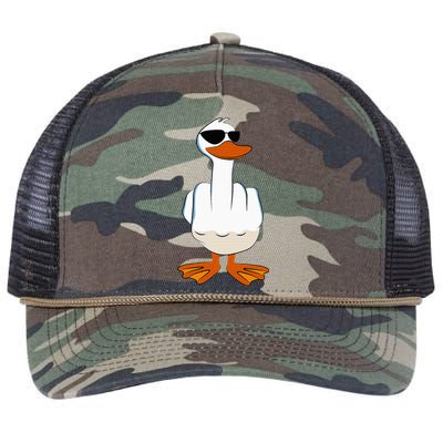 I DonT Give A Duck Funny Middle Finger Offensive Rude Duck Retro Rope Trucker Hat Cap