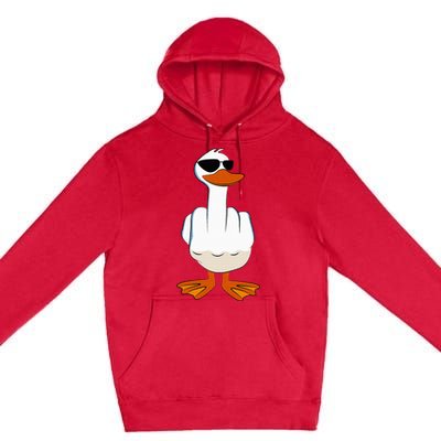 I DonT Give A Duck Funny Middle Finger Offensive Rude Duck Premium Pullover Hoodie