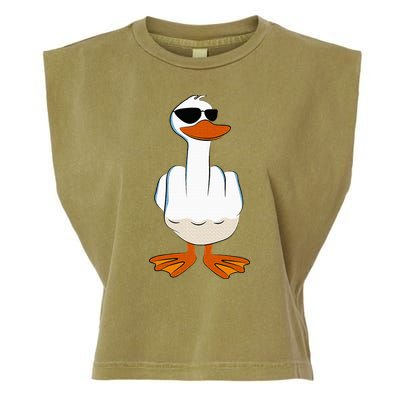 I DonT Give A Duck Funny Middle Finger Offensive Rude Duck Garment-Dyed Women's Muscle Tee