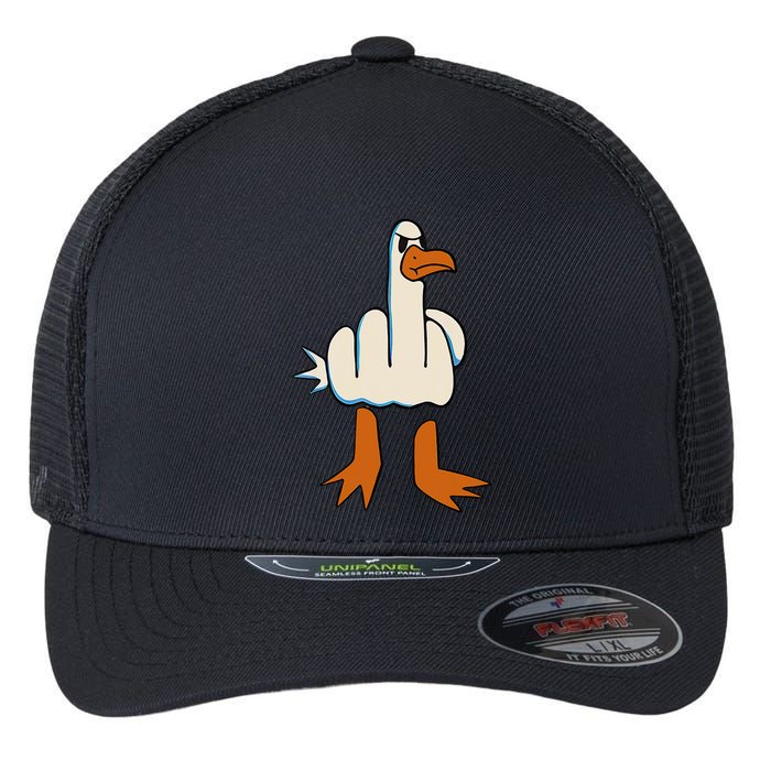 I DonT Give A Duck Middle Finger Funny Offensive Rude Flexfit Unipanel Trucker Cap