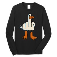 I DonT Give A Duck Middle Finger Funny Offensive Rude Long Sleeve Shirt