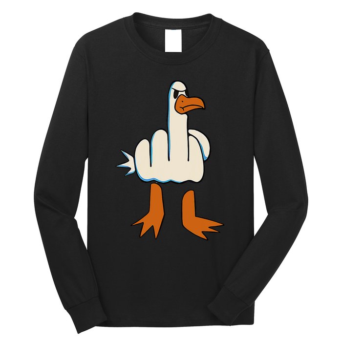 I DonT Give A Duck Middle Finger Funny Offensive Rude Long Sleeve Shirt