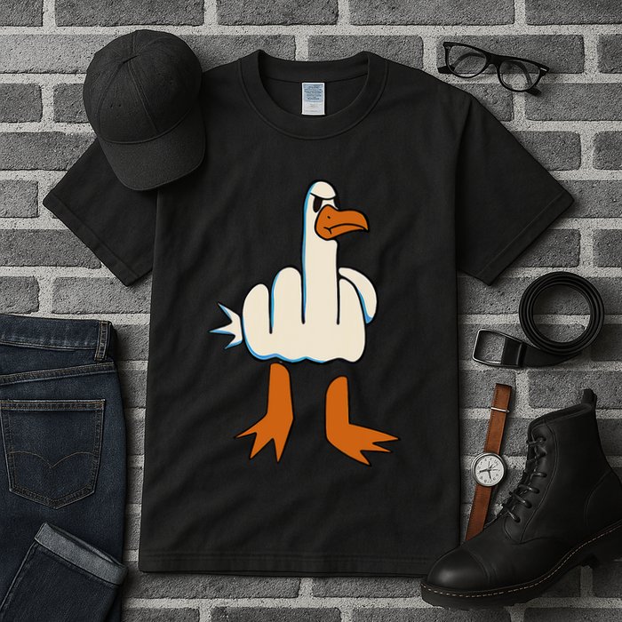 I DonT Give A Duck Middle Finger Funny Offensive Rude Tall T-Shirt