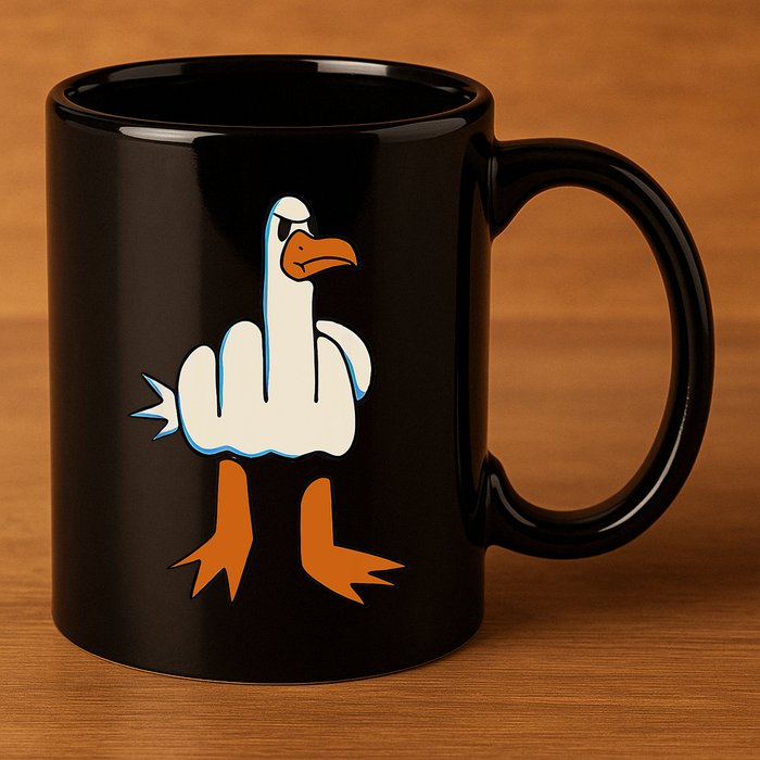 I DonT Give A Duck Middle Finger Funny Offensive Rude 11oz C Handle Ceramic Mug