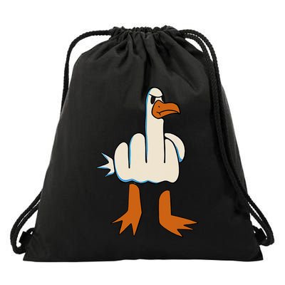 I DonT Give A Duck Middle Finger Funny Offensive Rude Drawstring Bag