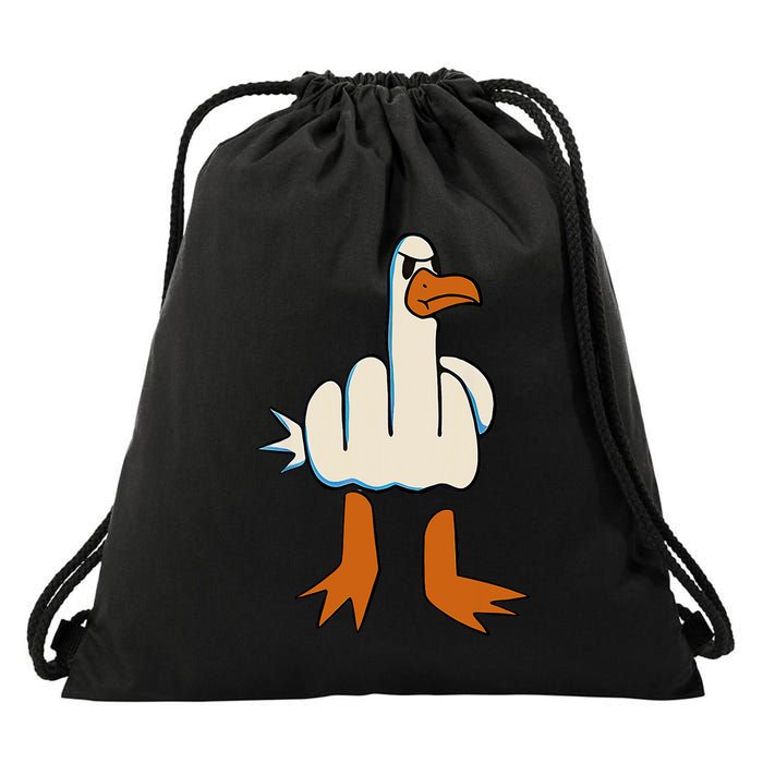 I DonT Give A Duck Middle Finger Funny Offensive Rude Drawstring Bag