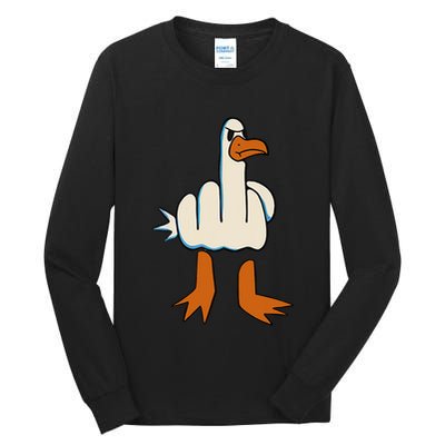 I DonT Give A Duck Middle Finger Funny Offensive Rude Tall Long Sleeve T-Shirt