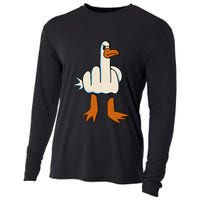I DonT Give A Duck Middle Finger Funny Offensive Rude Cooling Performance Long Sleeve Crew