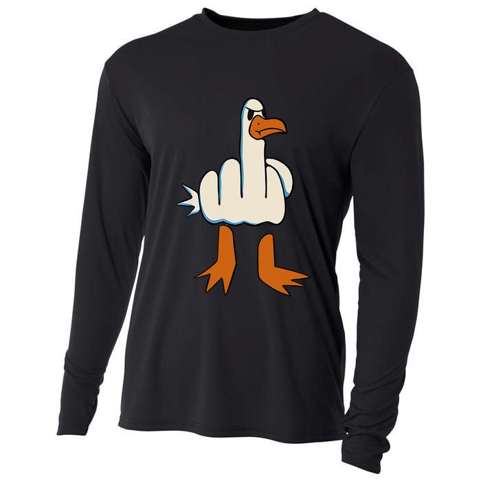 I DonT Give A Duck Middle Finger Funny Offensive Rude Cooling Performance Long Sleeve Crew