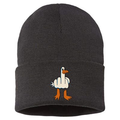 I DonT Give A Duck Middle Finger Funny Offensive Rude Sustainable Knit Beanie