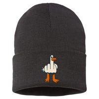 I DonT Give A Duck Middle Finger Funny Offensive Rude Sustainable Knit Beanie