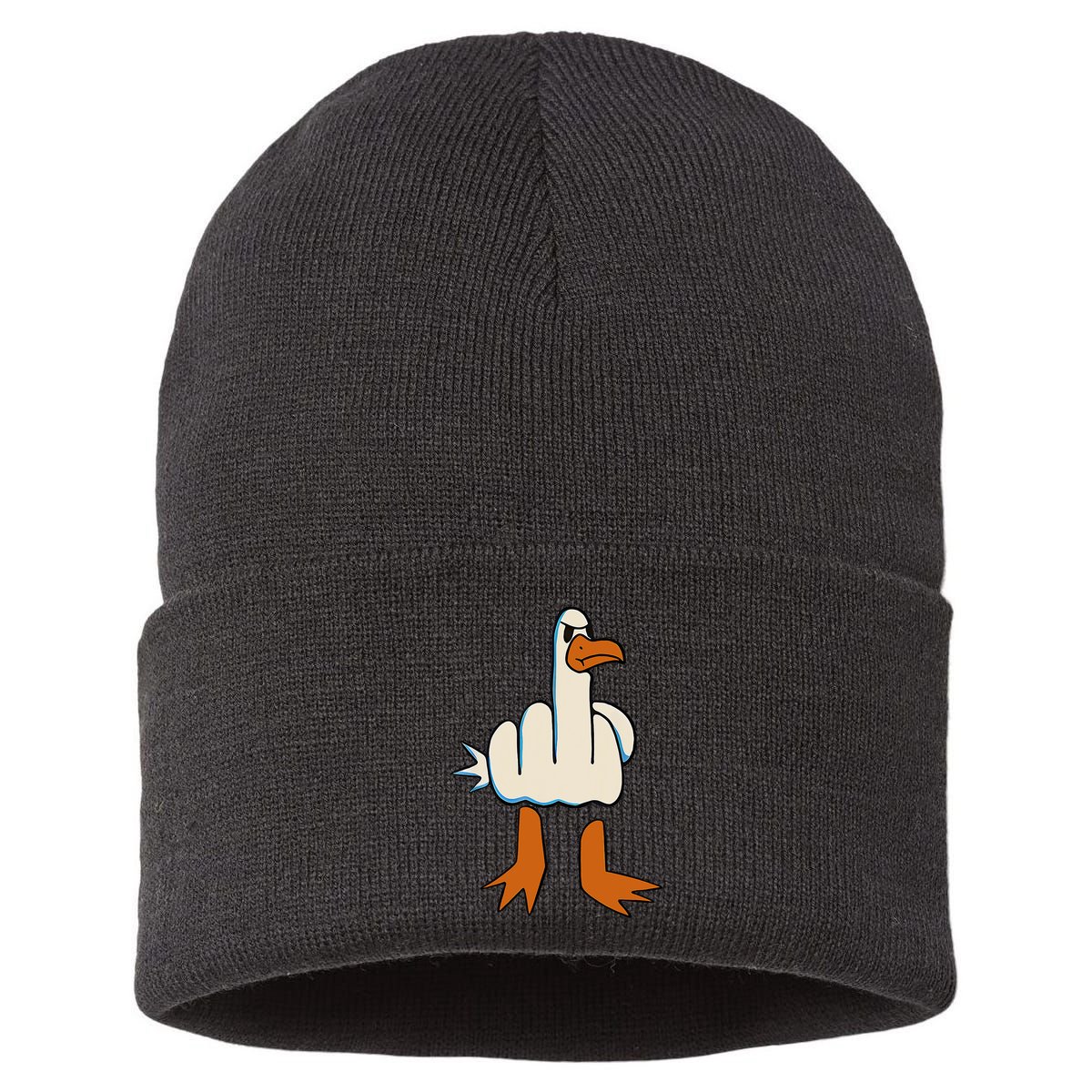 I DonT Give A Duck Middle Finger Funny Offensive Rude Sustainable Knit Beanie