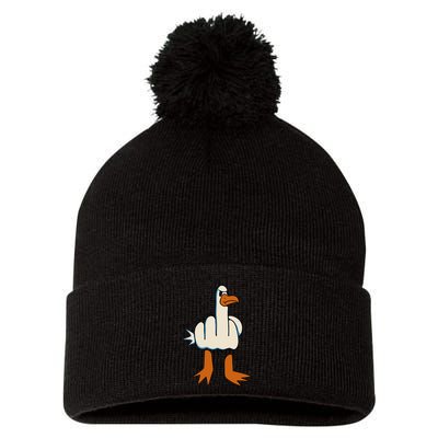 I DonT Give A Duck Middle Finger Funny Offensive Rude Pom Pom 12in Knit Beanie
