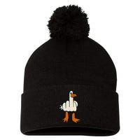 I DonT Give A Duck Middle Finger Funny Offensive Rude Pom Pom 12in Knit Beanie
