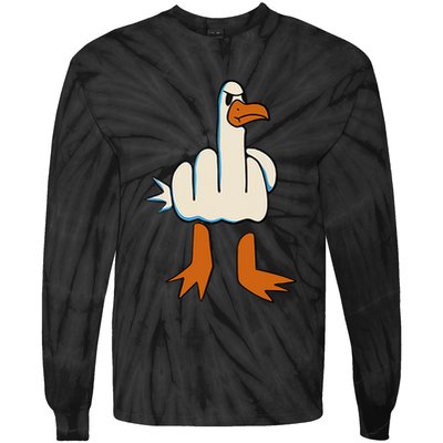 I DonT Give A Duck Middle Finger Funny Offensive Rude Tie-Dye Long Sleeve Shirt