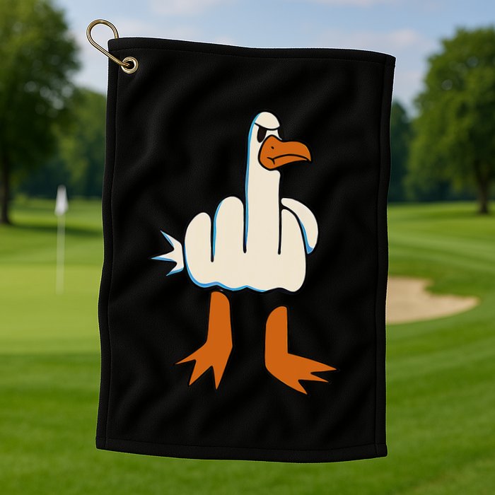 I DonT Give A Duck Middle Finger Funny Offensive Rude Golf Towel