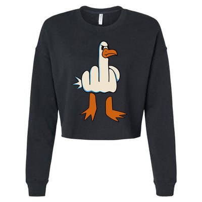I DonT Give A Duck Middle Finger Funny Offensive Rude Cropped Pullover Crew