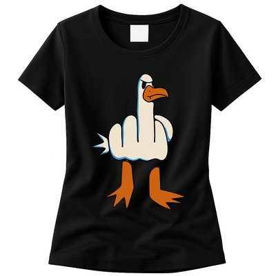 I DonT Give A Duck Middle Finger Funny Offensive Rude Womens T-Shirt