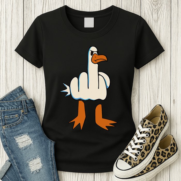 I DonT Give A Duck Middle Finger Funny Offensive Rude Womens T-Shirt