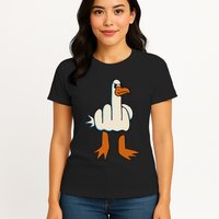 I DonT Give A Duck Middle Finger Funny Offensive Rude Womens T-Shirt