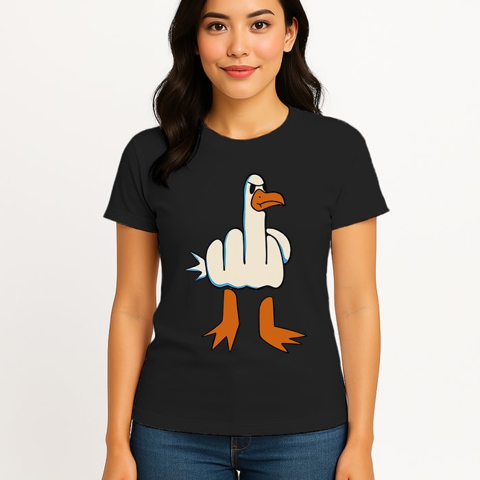 I DonT Give A Duck Middle Finger Funny Offensive Rude Womens T-Shirt