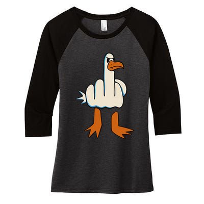 I DonT Give A Duck Middle Finger Funny Offensive Rude Women's Tri-Blend 3/4-Sleeve Raglan Shirt