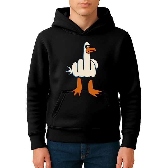 I DonT Give A Duck Middle Finger Funny Offensive Rude Kids Hoodie