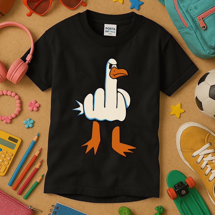 I DonT Give A Duck Middle Finger Funny Offensive Rude Kids T-Shirt