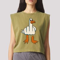 I DonT Give A Duck Middle Finger Funny Offensive Rude Garment-Dyed Women's Muscle Tee
