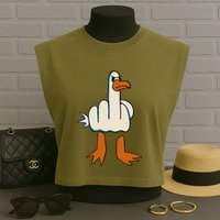 I DonT Give A Duck Middle Finger Funny Offensive Rude Garment-Dyed Women's Muscle Tee