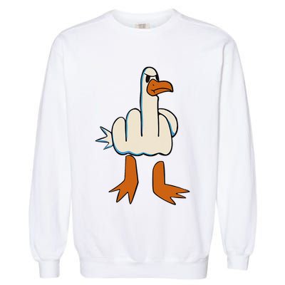 I DonT Give A Duck Middle Finger Funny Offensive Rude Garment-Dyed Sweatshirt