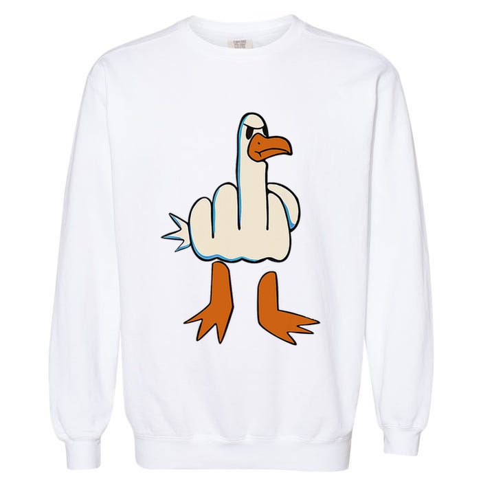 I DonT Give A Duck Middle Finger Funny Offensive Rude Garment-Dyed Sweatshirt