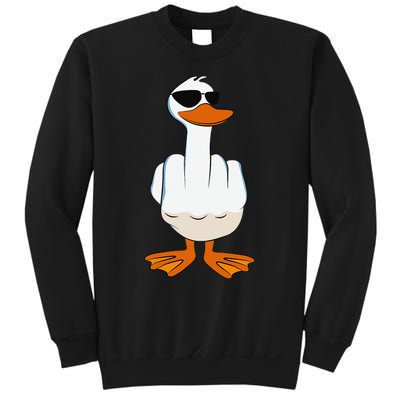 I DonT Give A Duck Funny Middle Finger Offensive Rude Duck Sweatshirt