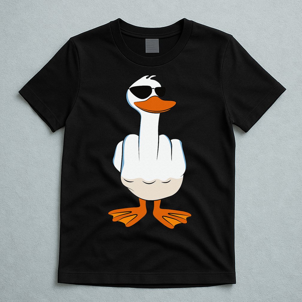 I DonT Give A Duck Funny Middle Finger Offensive Rude Duck T-Shirt