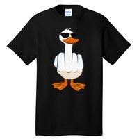 I DonT Give A Duck Funny Middle Finger Offensive Rude Duck Tall T-Shirt