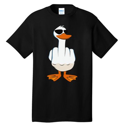 I DonT Give A Duck Funny Middle Finger Offensive Rude Duck Tall T-Shirt