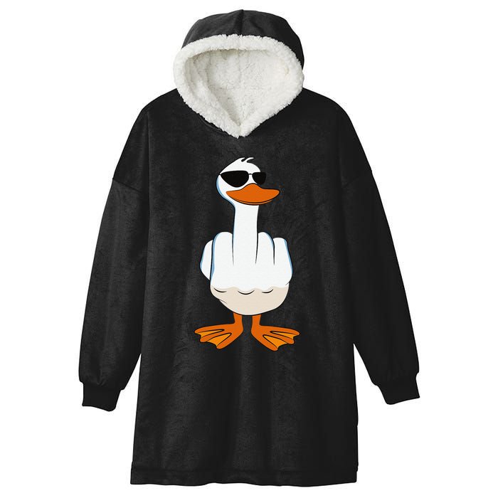 I DonT Give A Duck Funny Middle Finger Offensive Rude Duck Hooded Wearable Blanket