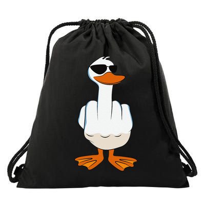 I DonT Give A Duck Funny Middle Finger Offensive Rude Duck Drawstring Bag