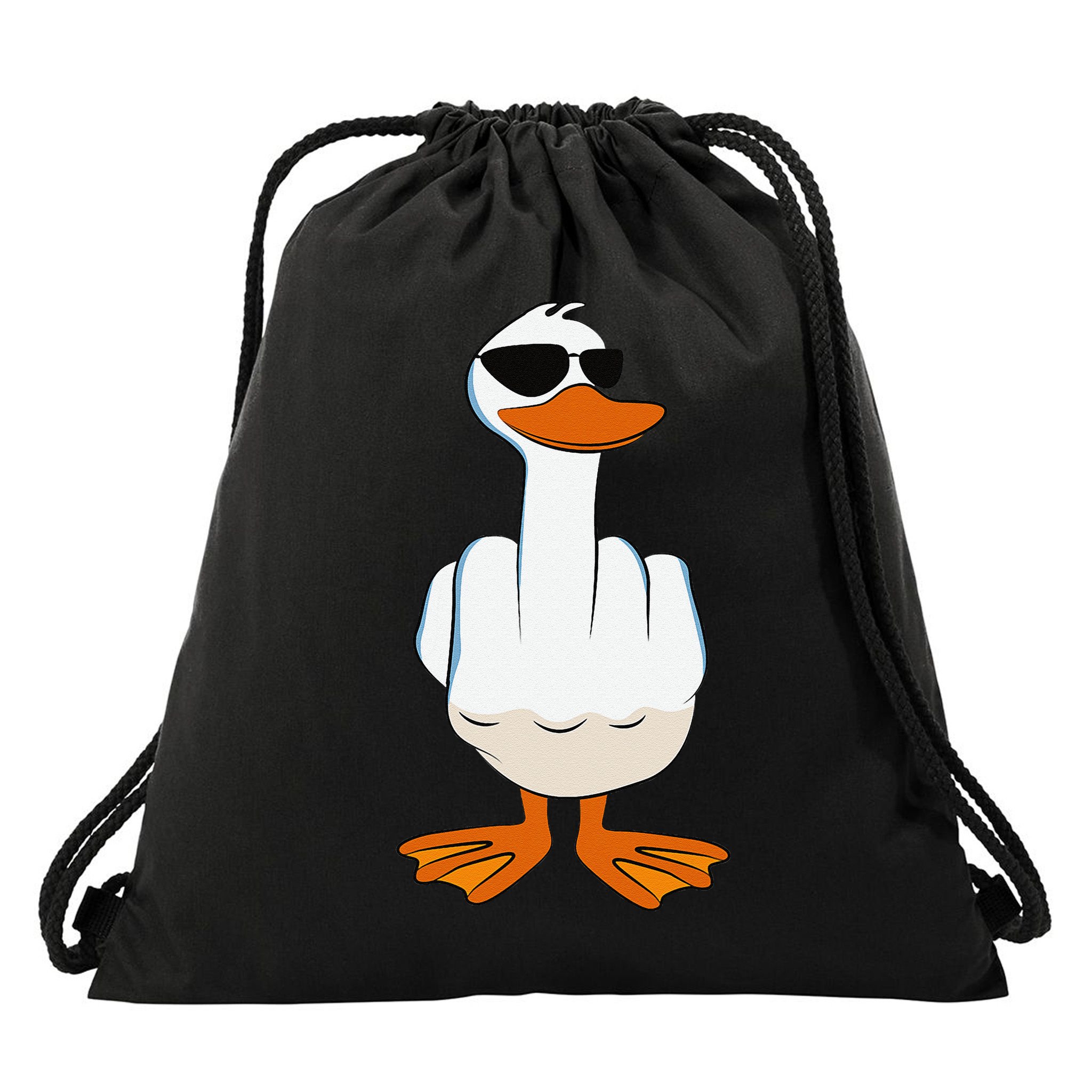 I DonT Give A Duck Funny Middle Finger Offensive Rude Duck Drawstring Bag