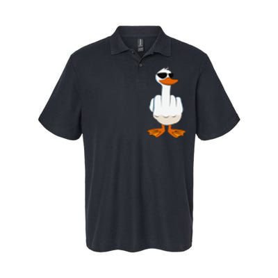 I DonT Give A Duck Funny Middle Finger Offensive Rude Duck Softstyle Adult Sport Polo