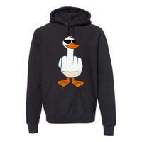 I DonT Give A Duck Funny Middle Finger Offensive Rude Duck Premium Hoodie