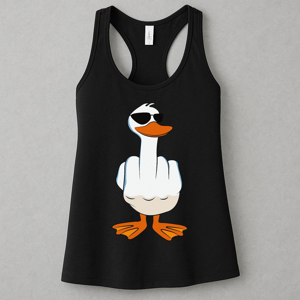 I DonT Give A Duck Funny Middle Finger Offensive Rude Duck Womens Tank Top
