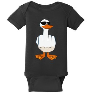 I DonT Give A Duck Funny Middle Finger Offensive Rude Duck Baby Bodysuit