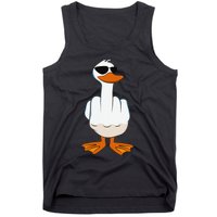 I DonT Give A Duck Funny Middle Finger Offensive Rude Duck Tank Top