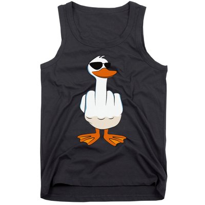 I DonT Give A Duck Funny Middle Finger Offensive Rude Duck Tank Top