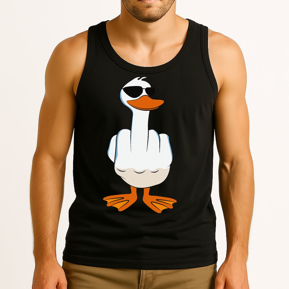 I DonT Give A Duck Funny Middle Finger Offensive Rude Duck Tank Top